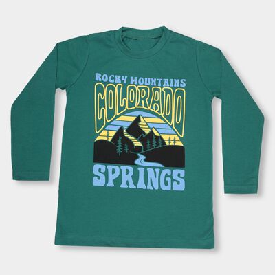 Boys Deep Teal Green Crew Neck Casual T-Shirt