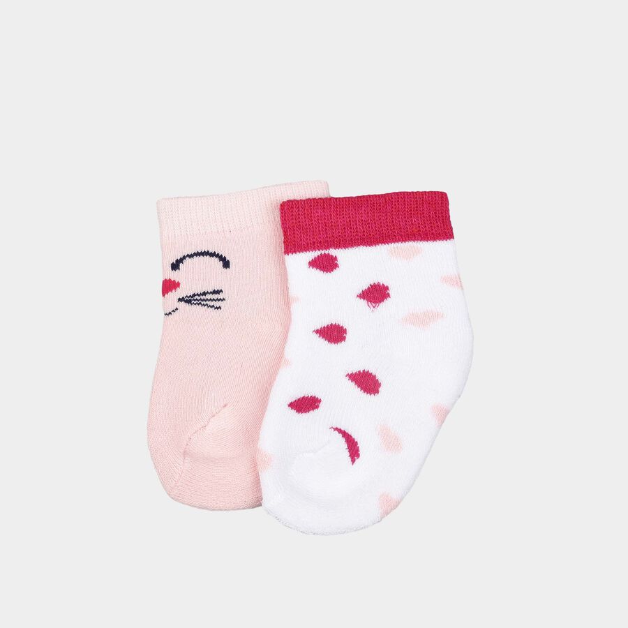 Infants Cotton Stripes Socks, Peach, large image number null