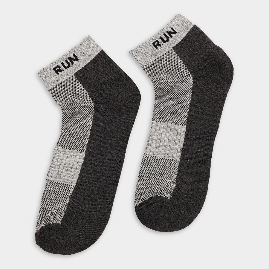 Men's Socks (Pack of 3), गहरा ग्रे, large