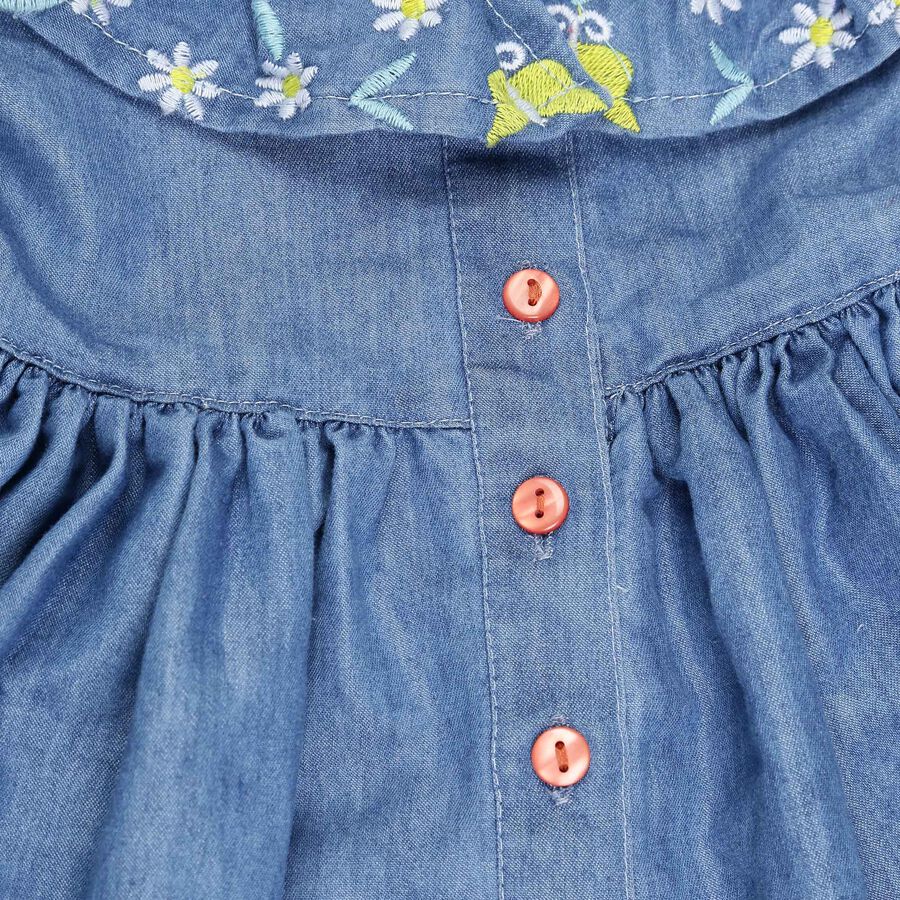 Infants Round Neck Frock, Mid Blue, large image number null