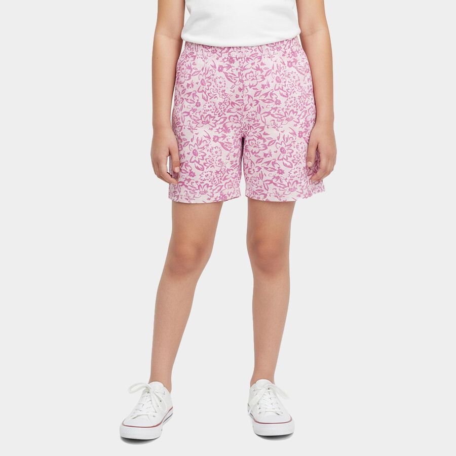 Girls' Lilac Regular Fit Casual Shorts, लाइलेक, large
