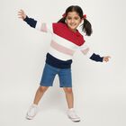 Girls' Multicolor Crew Neck Casual Pullover, रानी (फ्यूशिया), small image number null