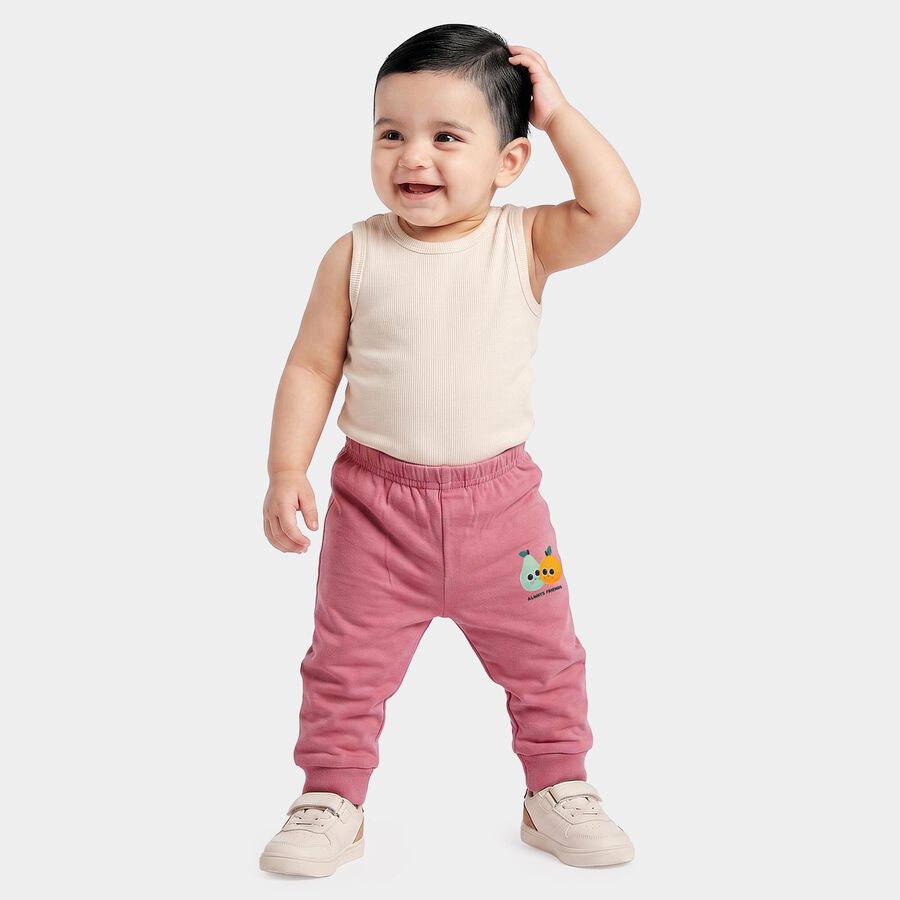 Infants Pink Jogger Graphic Printed Pyjama, Light Pink, large