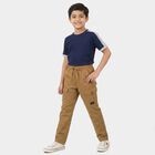 Boys' Khaki Regular Fit Cargo Trousers, खाकी, small