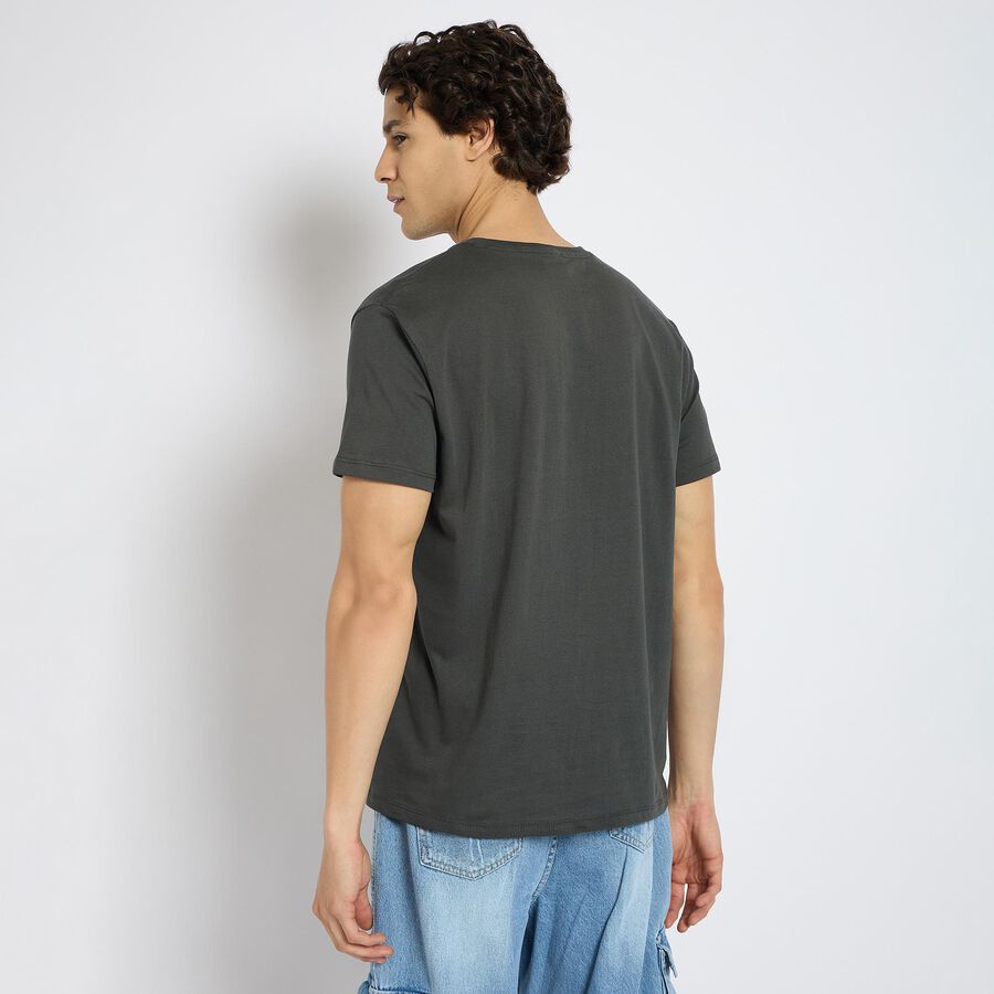 Men's 100% Cotton Round Neck Half Sleeves T-Shirt, Dark Grey, large image number null