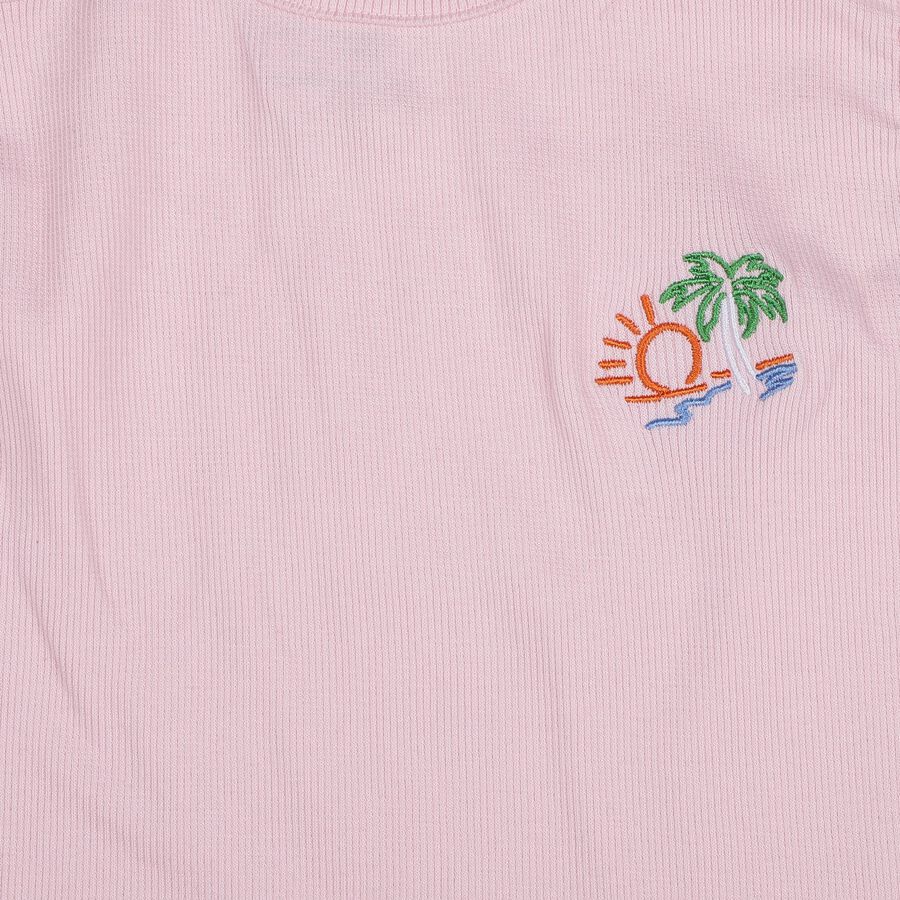 Girls Pink Round Neck Casual T-Shirt, Light Pink, large
