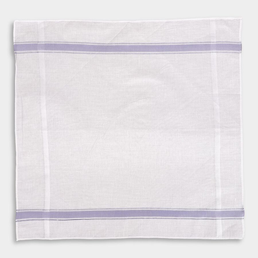 Men's White Cotton Striped Handkerchief Pack, White, large