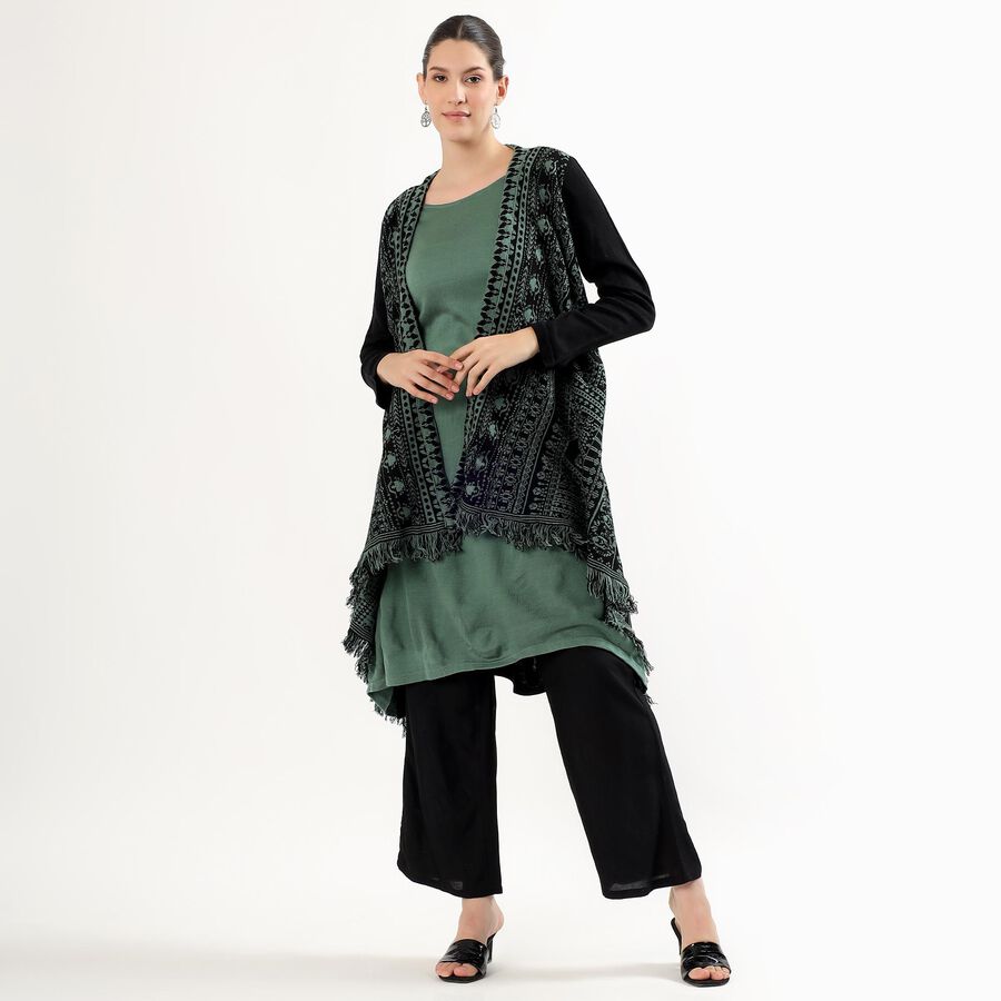 Women's Muted Sage Green Round Neck Minimalist Kurta, हल्का हरा, large image number null