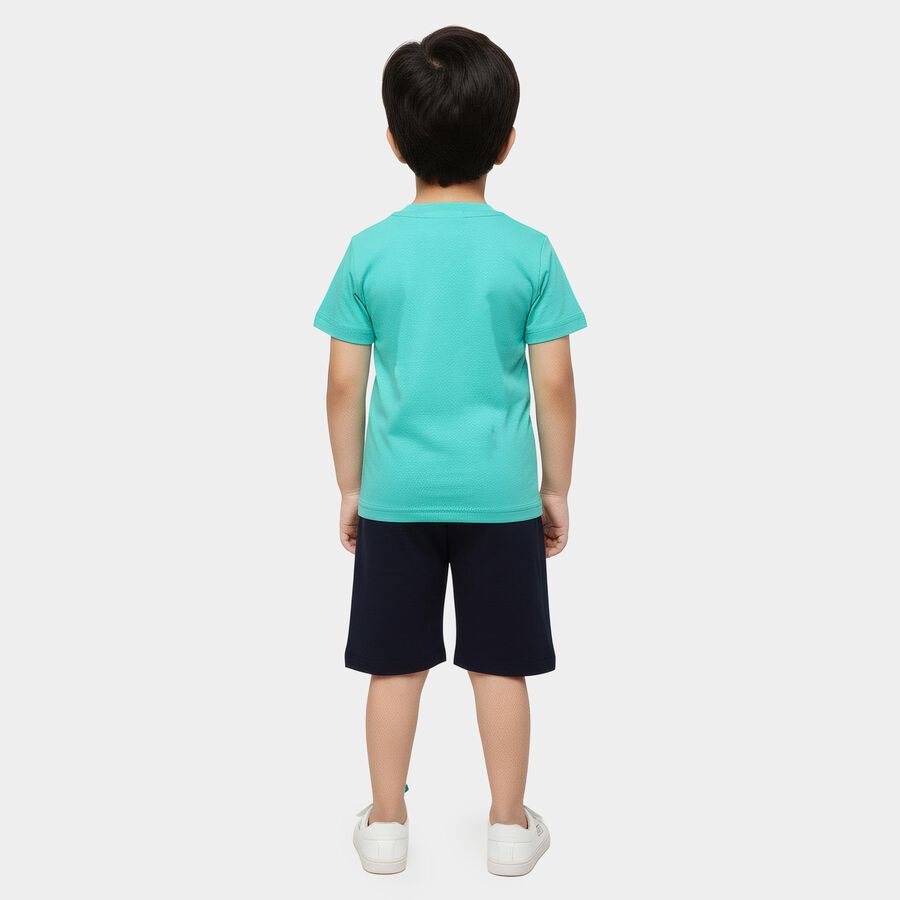 Boys' Light Green Cotton Round Neck Graphic Baba Suit, Light Green, large