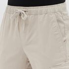 Men's Muted Beige Slim Fit Cargo Joggers, Silver, small image number null
