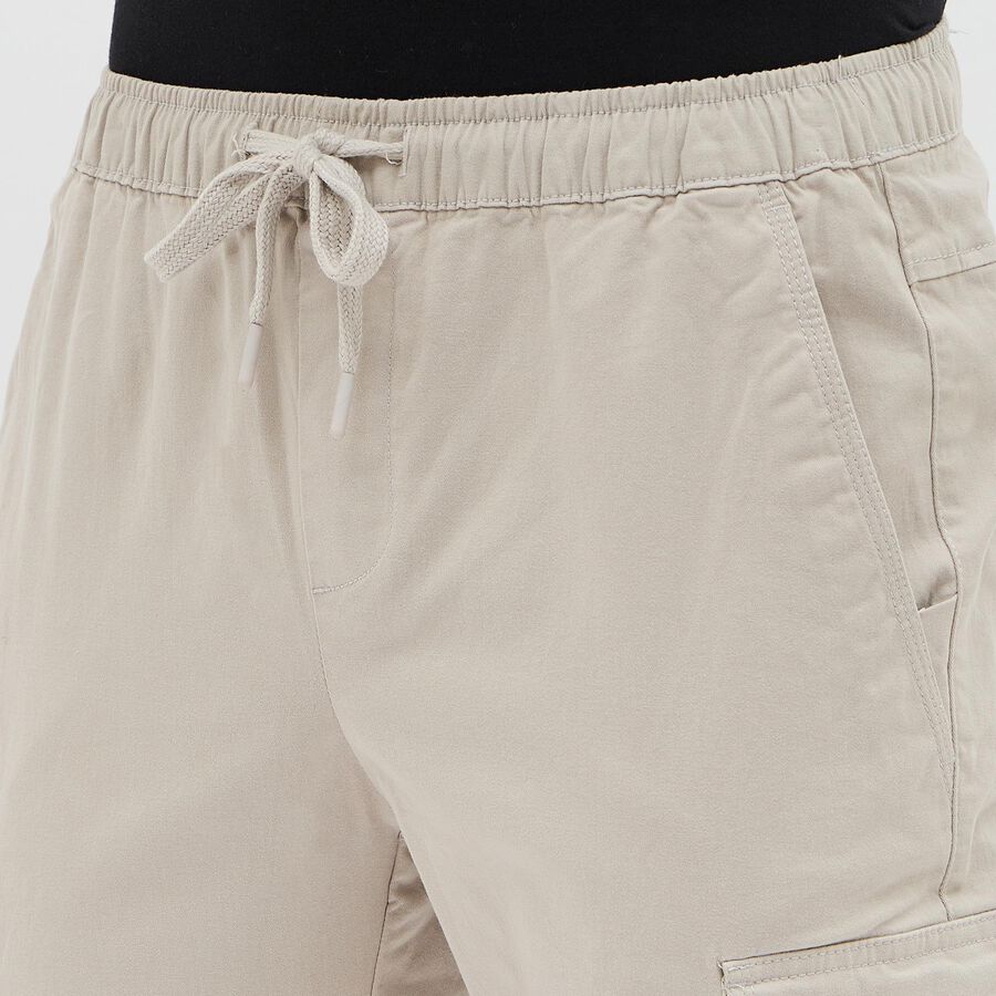 Men's Muted Beige Slim Fit Cargo Joggers, Silver, large image number null