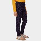 Girls' Navy Blue Printed Cotton Blend Pyjama, Navy Blue, small