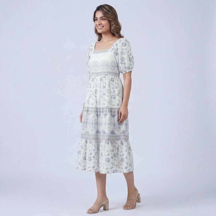 Women's Off-White Cotton Round Neck Solid Kurta, ऑफ व्हाइट, large