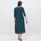 Women's Deep Teal Blue Round Neck Embroidered Kurta, टील ब्लू, small image number null