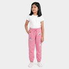 Girls Pink Jogger Fit Graphic Printed Cotton Pyjama, गुलाबी, small