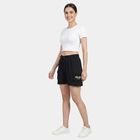 Women's Black Regular Fit Drawstring Shorts, Black, small