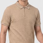 Men's Beige Polo Neck Polo T-Shirt, गहरा पीला, small