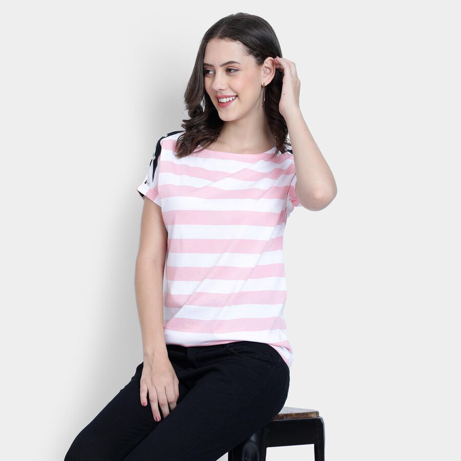 Ladies'  Stripes Top, गुलाबी, large image number null