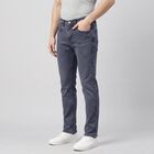 Men's Navy Blue Slim Fit Washed Jeans, Dark Blue, small