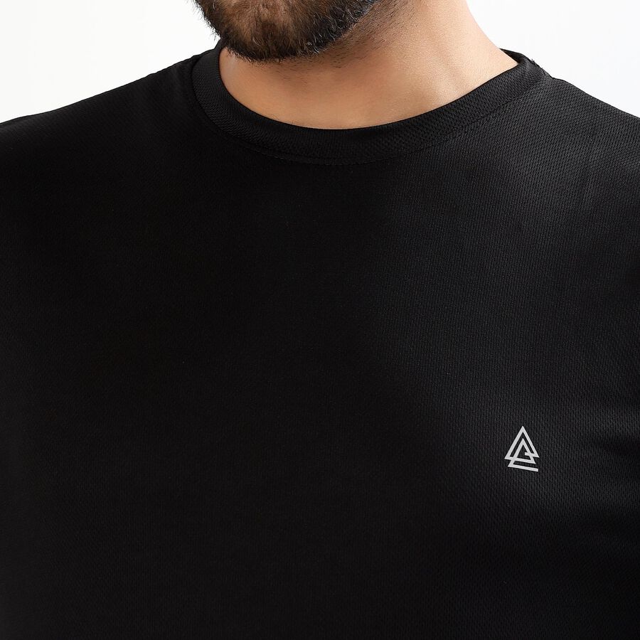 Men's Jet Black Crew Neck Casual T-Shirt, Black, large image number null