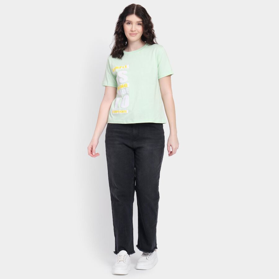 Ladies' 100% Cotton Round Neck T-Shirt, Neon Green, large image number null