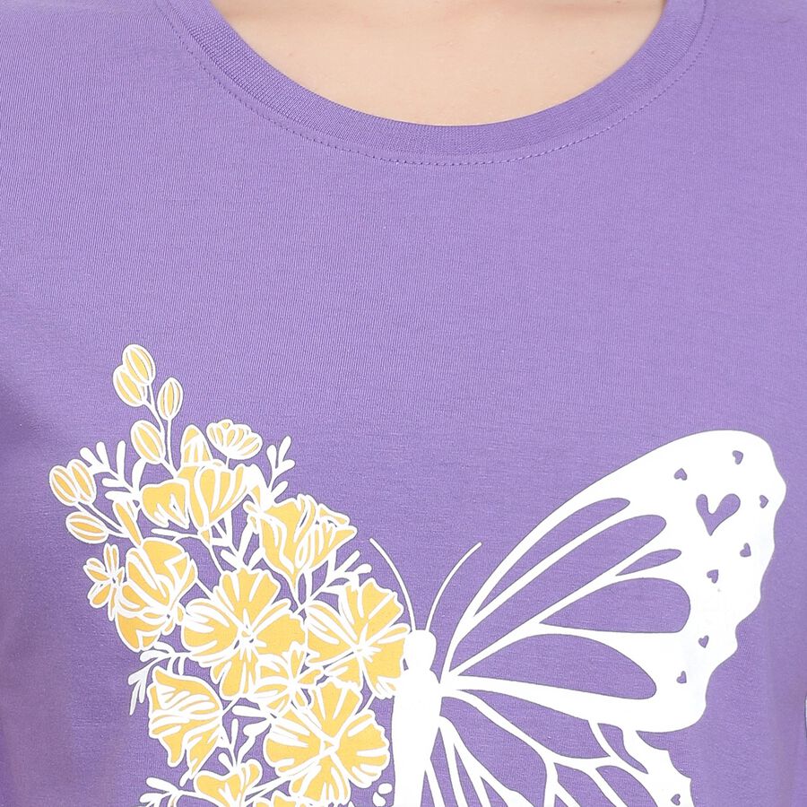 Ladies' Round Neck T-Shirt , बैंगनी, large image number null
