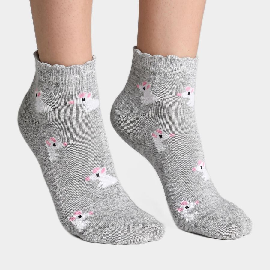 Women's Assorted Regular Fit Printed Pack of 3 Socks, चुनिंदा, large