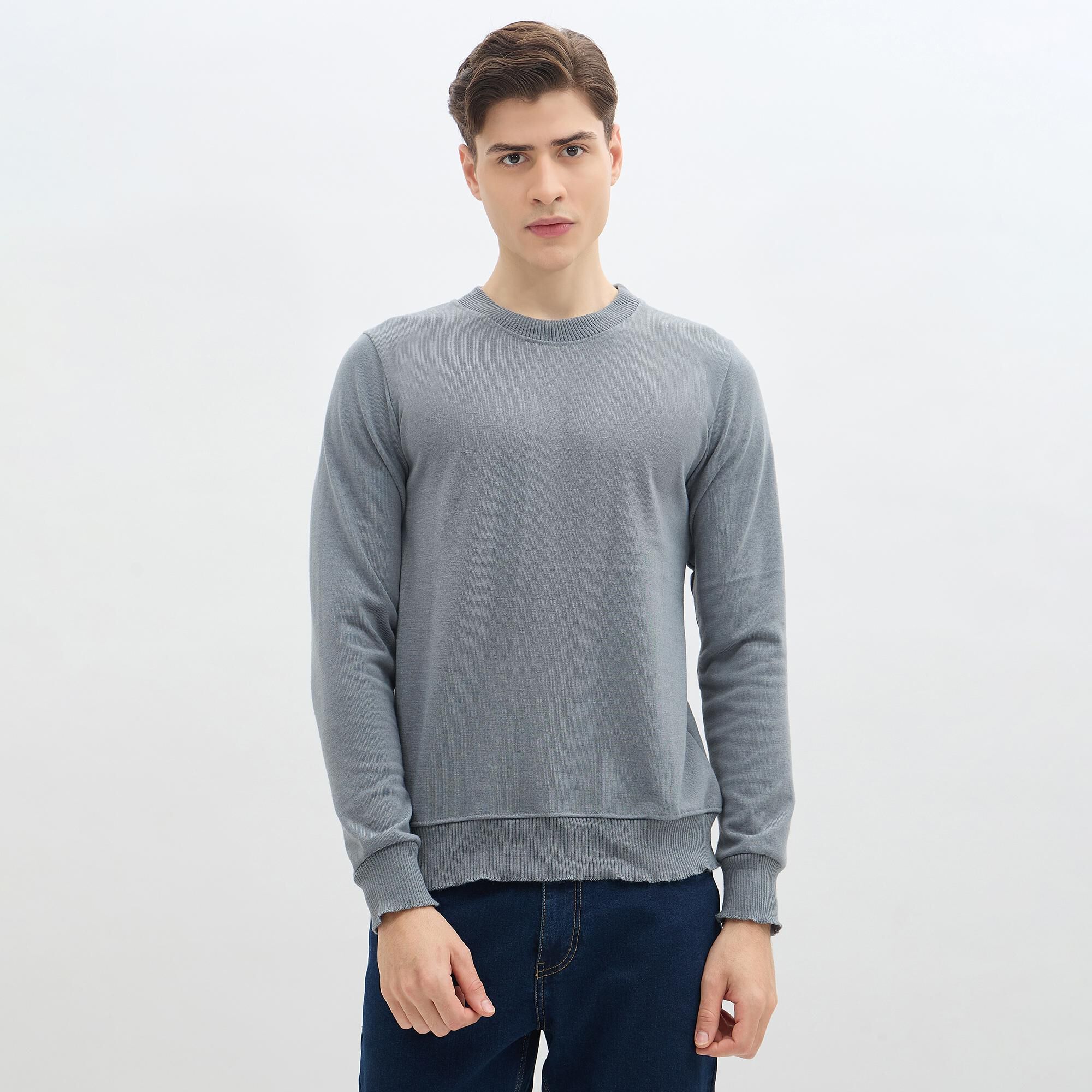Driftwood Men's Dark Grey Crew Neck Casual Pullover | Vishal Mega