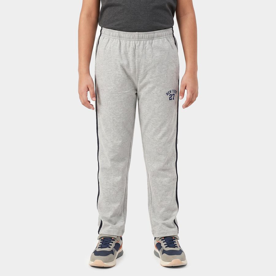 Boys Grey Straight Fit Side Stripe Pyjama, एक्रू मिश्रित, large