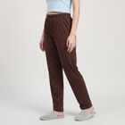 Women's Brown Straight Fit Polka Dot Pyjama, Brown, small