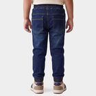 Boys' Navy Blue Jogger Fit Washed Jeans, गहरा नीला, small