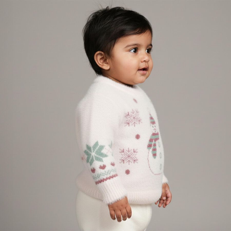 Infants Light Pink Round Neck Casual Pullover, हल्का गुलाबी, large image number null