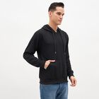 Men's Jet Black Hooded Relaxed Fit Sweatshirt, काला, small image number null