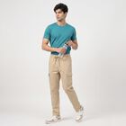 Men's Off White Slim Fit Cargo Trousers, Off White, small