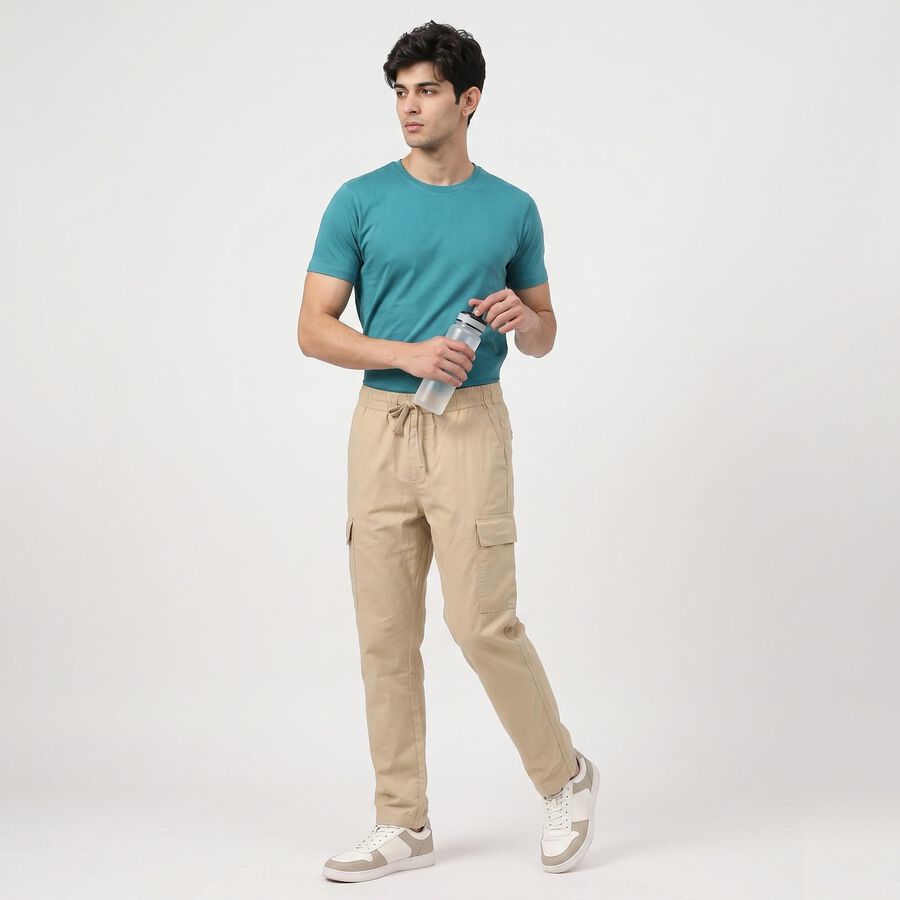 Men's Off White Slim Fit Cargo Trousers, Off White, large