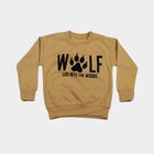 Boys' Beige Crew Neck Pullover Sweatshirt, गहरा पीला, small