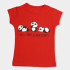 Girls' Bright Coral Red Crew Neck Casual T-Shirt, Coral, small image number null