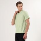 Men's Light Green Cotton Half Sleeve Cuban Collar Casual Shirt, हल्का हरा, small