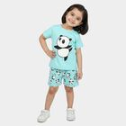 Girls Aqua Crew Neck Short Set Upper and Bottom Set, एक्वा, small