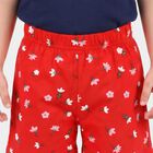 Girls' Red Regular Fit Floral Printed Shorts, लाल, small