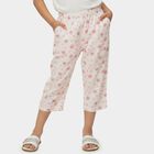 Girls' White Regular Fit Star Printed Capri, White, small