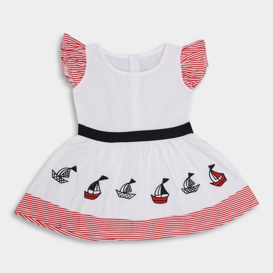 Infant Girls' 100% Cotton Frock , Red, large image number null