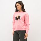 Women's Bright Pink Crew Neck Graphic Sweatshirt, गुलाबी, small image number null