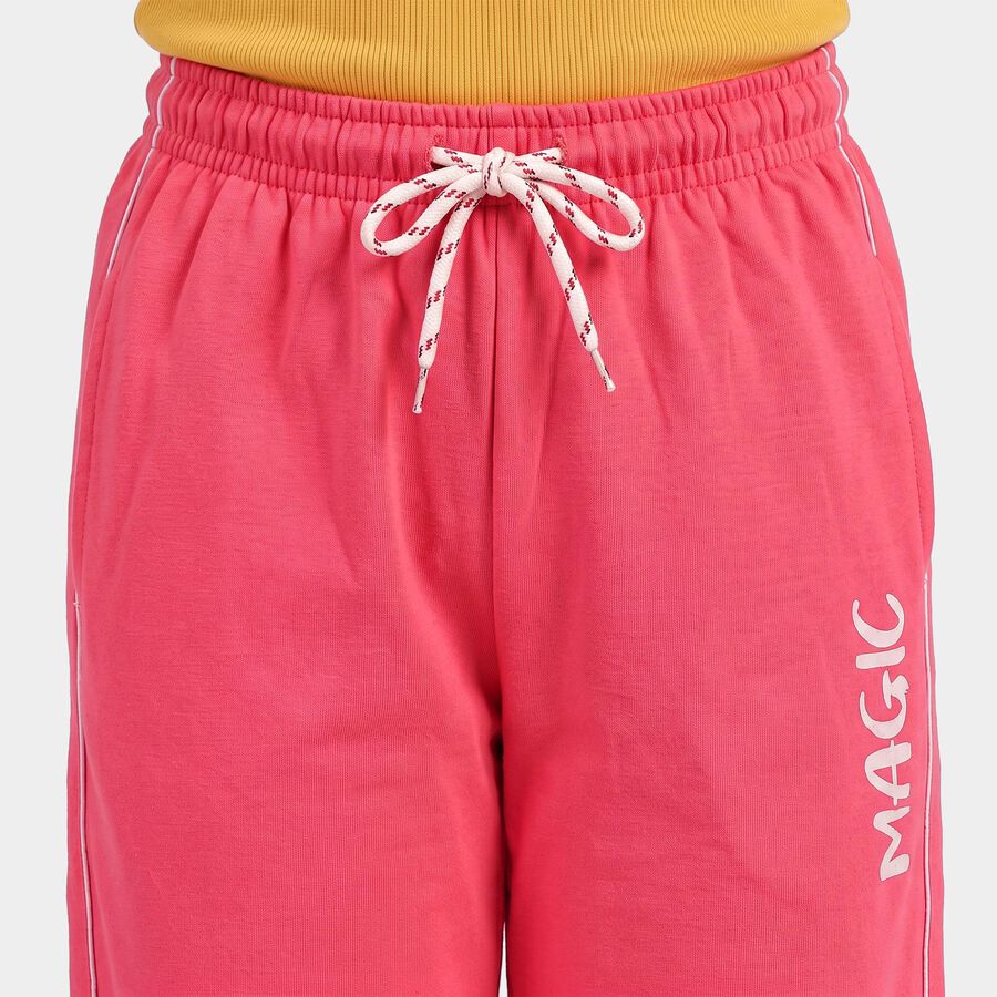 Girls Fuchsia Straight Fit Printed Drawstring Winter Pyjama, Fuchsia, large