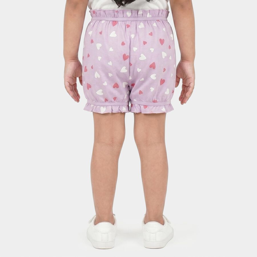 Girls' Lavender Regular Fit Heart Print Bloomer, Lilac, large