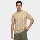 Men's Beige Round Neck Regular T-Shirt, Beige, small