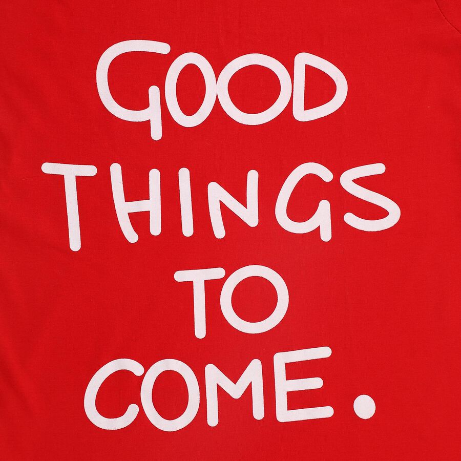 Boys Bright Cherry Red Crew Neck Casual T-Shirt, Red, large image number null