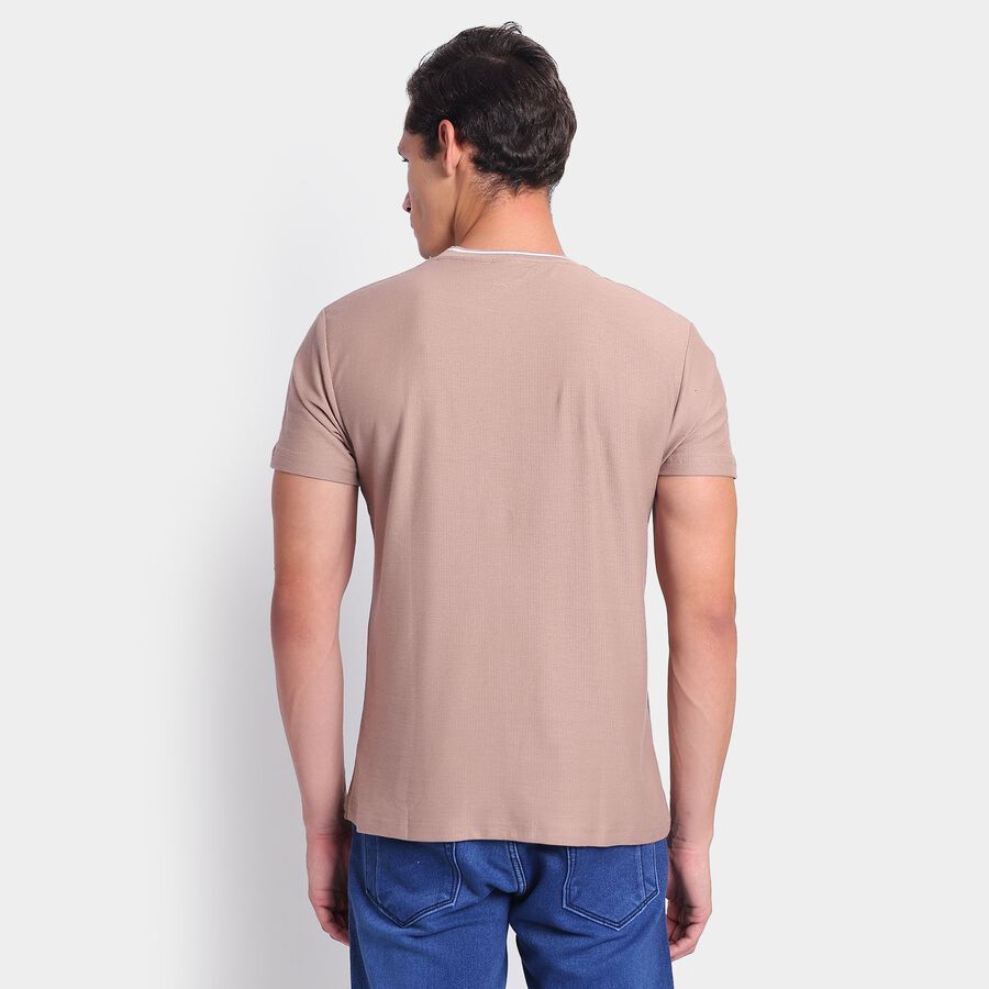 Men's100% Cotton Round Neck Half Sleeves T-Shirt, भूरा, large image number null