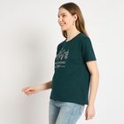 Ladies' Round Neck T-Shirt , गहरा हरा, small