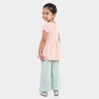 Girls Light Pink Round Neck Fusion Set Upper and Bottom Set, Light Pink, small